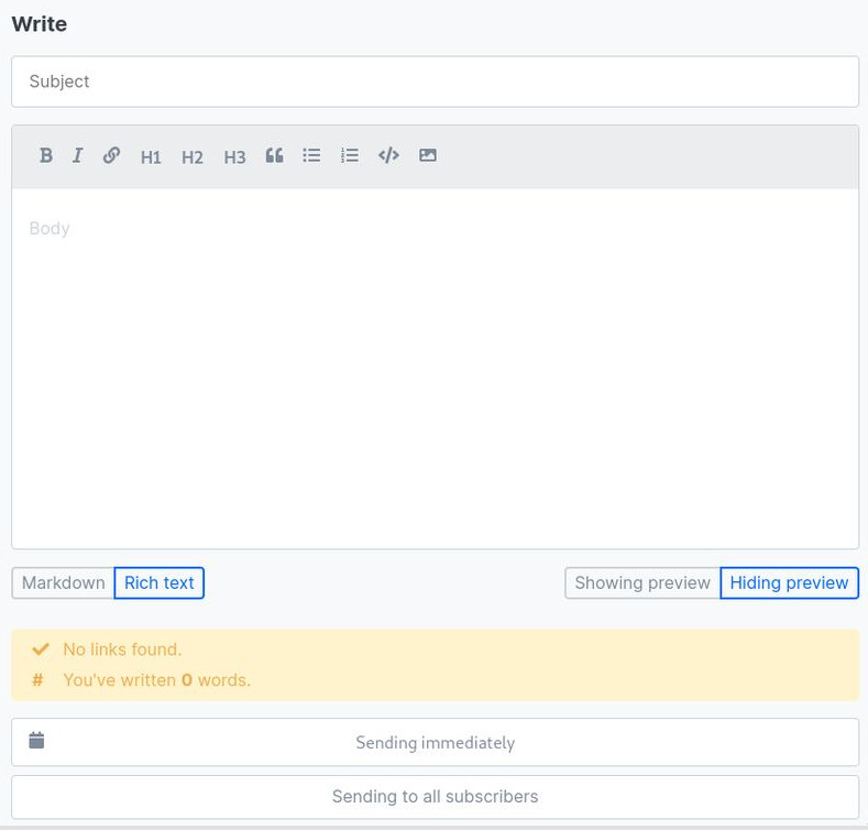 A screenshot of Buttondown interface