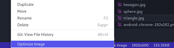 Optimize images from the right-click menu of Vscode